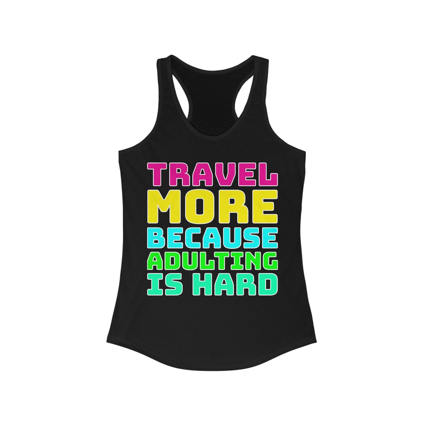 Travel More Because Adulting Is Hard–Women's Ideal Racerback Tank