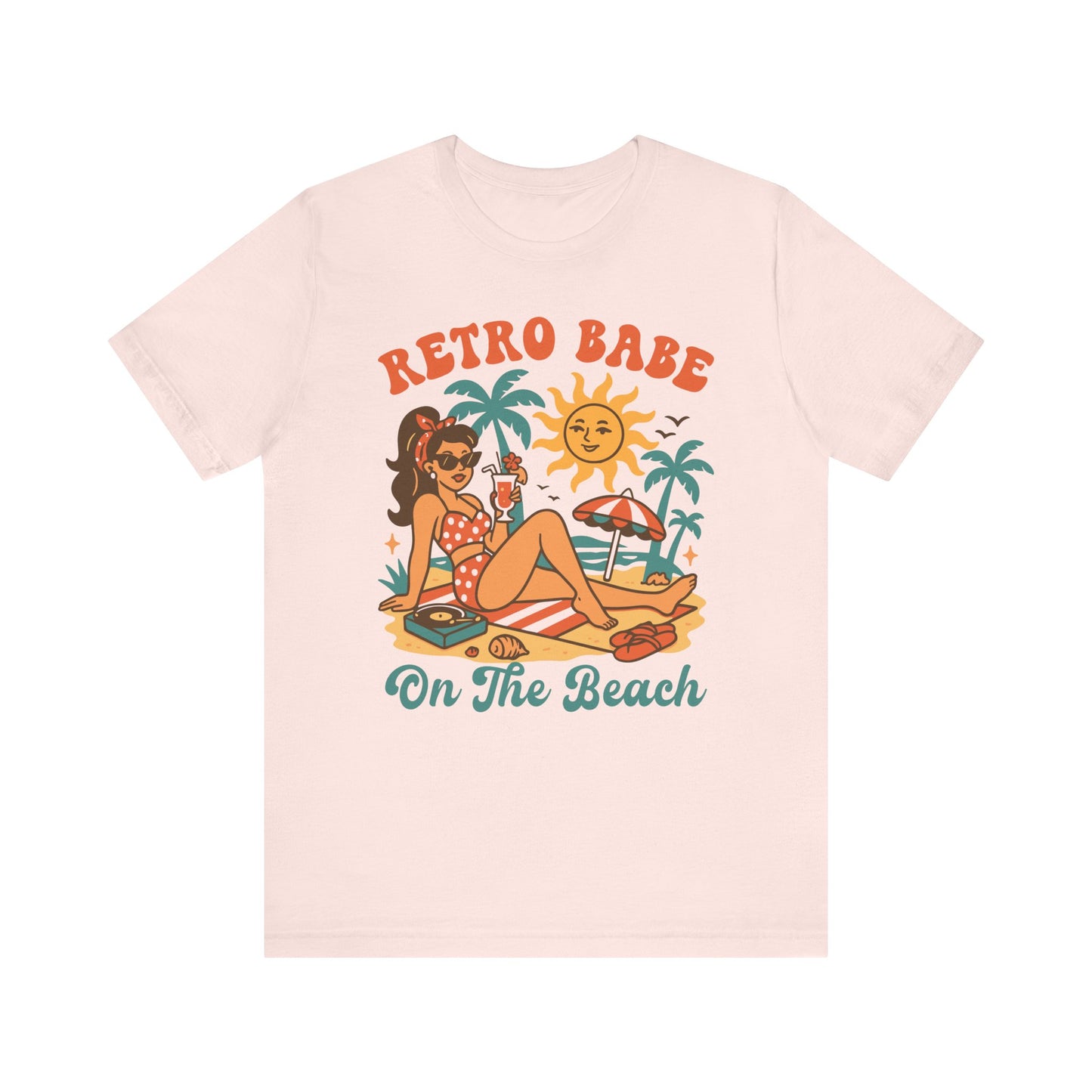 Retro Babe on the Beach–Unisex Jersey Short Sleeve Tee–EXPRESS DELIVERY*