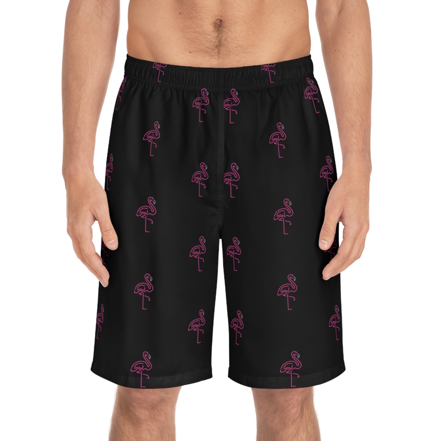 Neon Pink Flamingo–Men's Board Shorts (AOP)