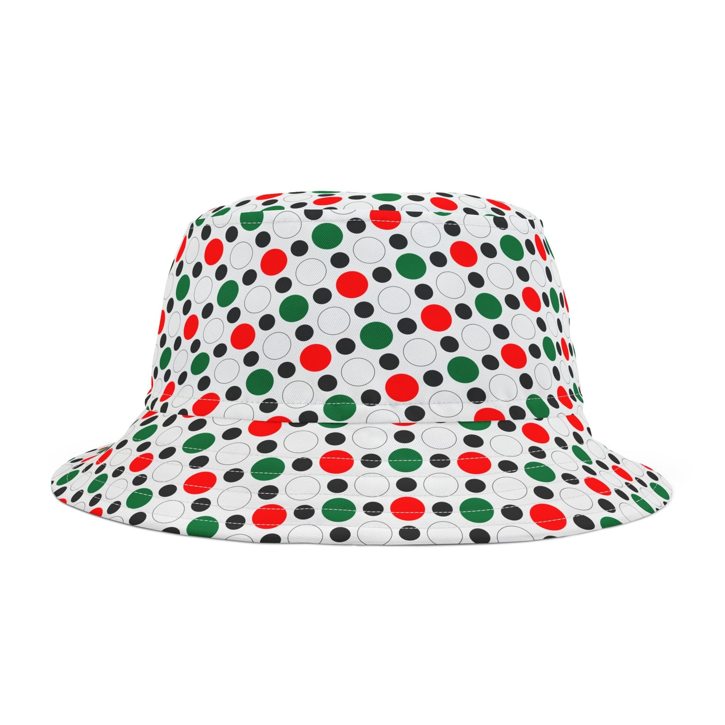 Green White Red Circle Pattern–Bucket Hat (AOP)