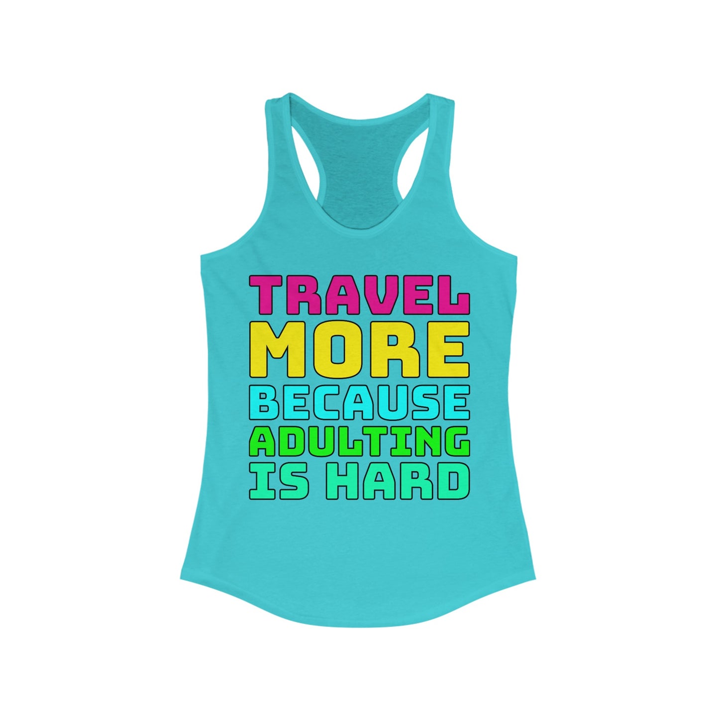 Travel More Because Adulting Is Hard–Women's Ideal Racerback Tank