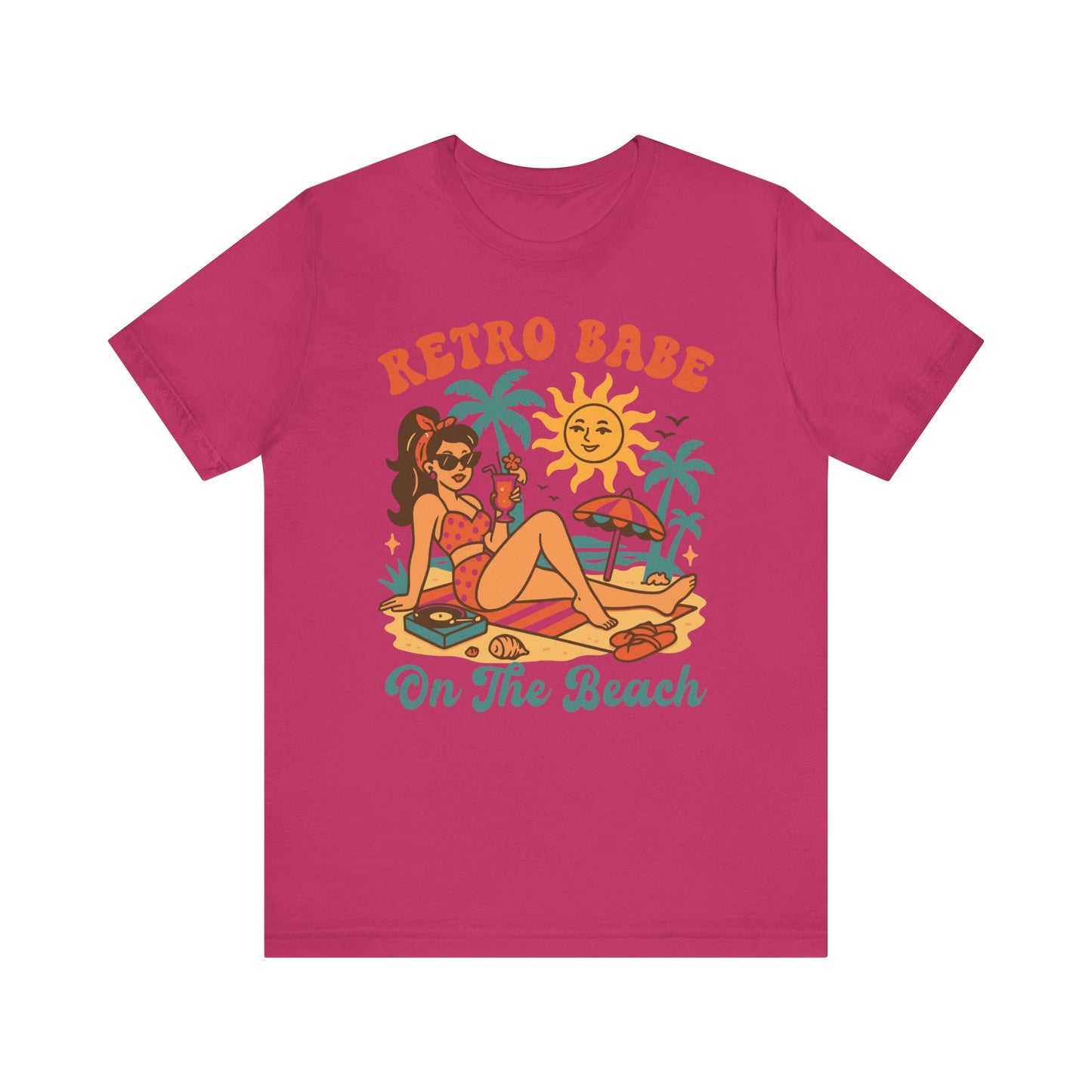 Retro Babe on the Beach–Unisex Jersey Short Sleeve Tee–EXPRESS DELIVERY*