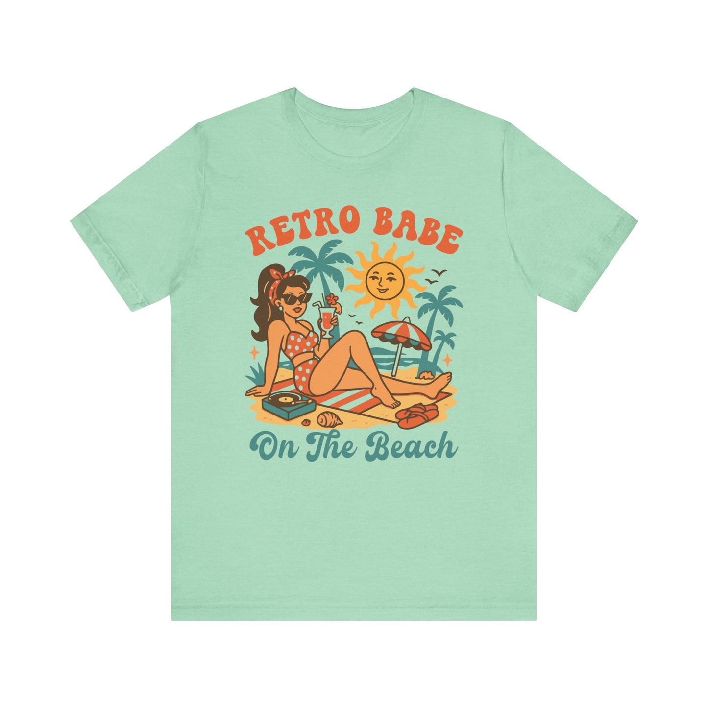 Retro Babe on the Beach–Unisex Jersey Short Sleeve Tee–EXPRESS DELIVERY*