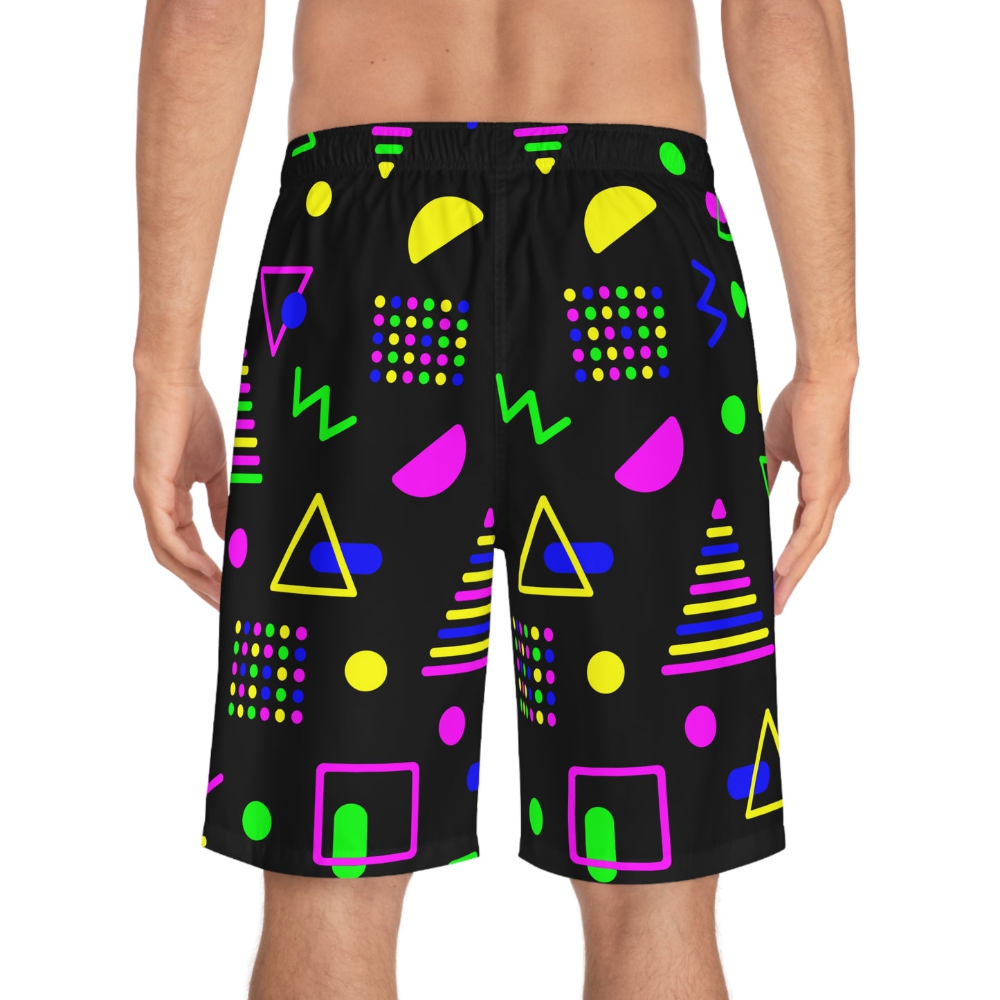 Neon Shapes–Men's Board Shorts (AOP)