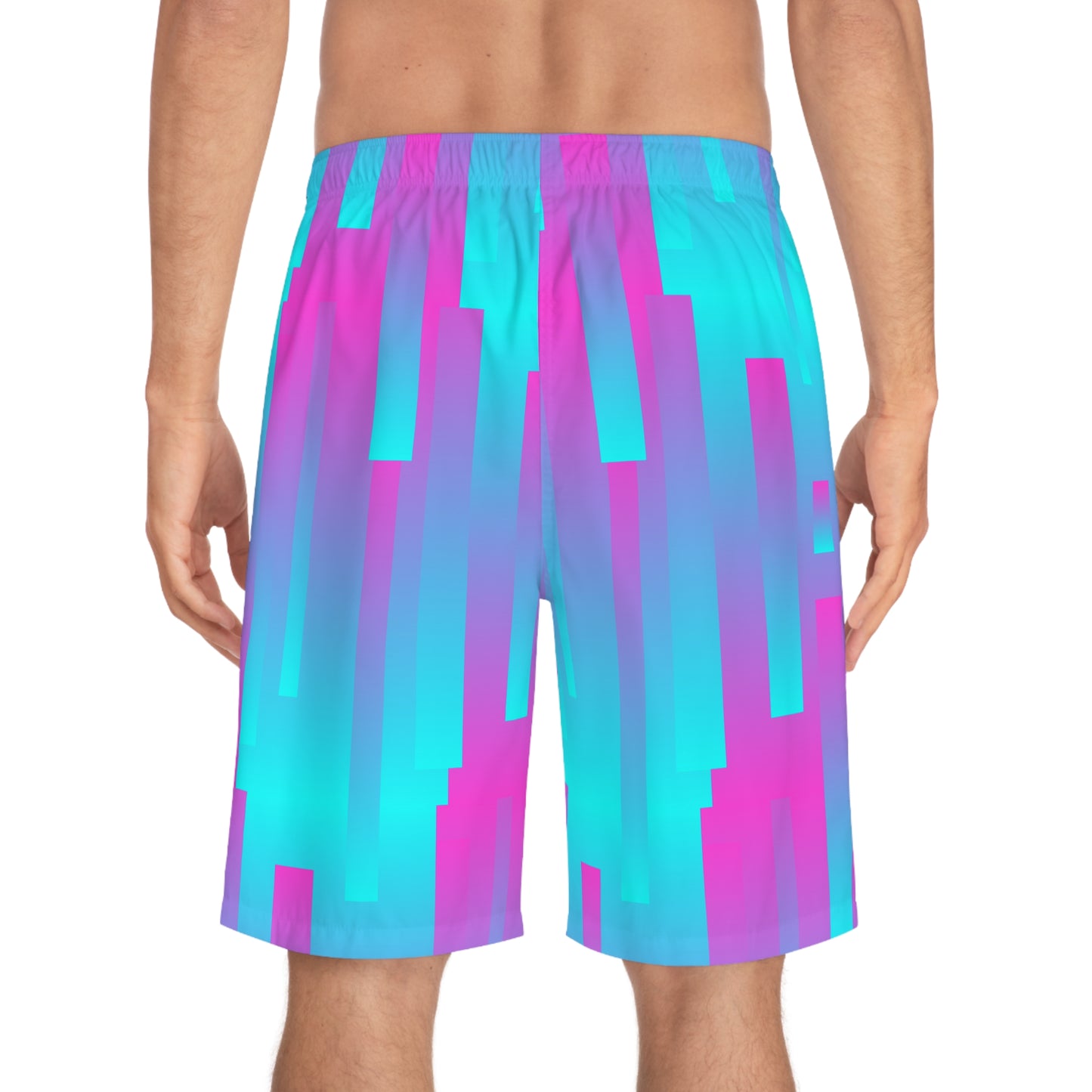 Pink & Blue Line Pattern–Men's Board Shorts (AOP)