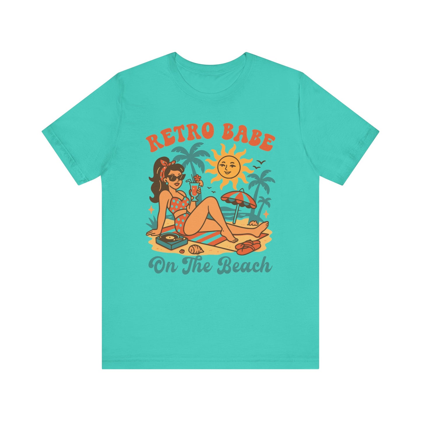 Retro Babe on the Beach–Unisex Jersey Short Sleeve Tee–EXPRESS DELIVERY*