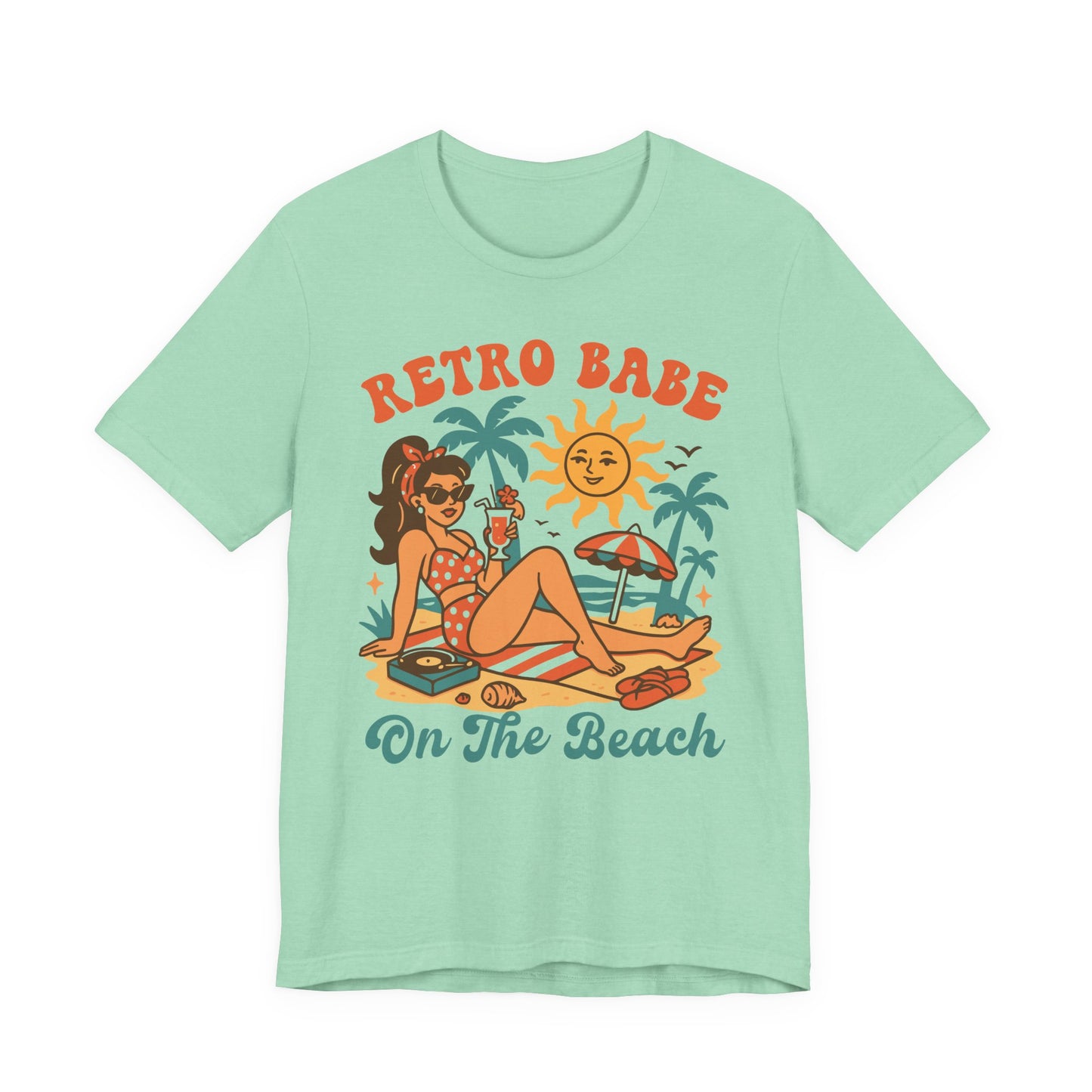 Retro Babe on the Beach–Unisex Jersey Short Sleeve Tee–EXPRESS DELIVERY*