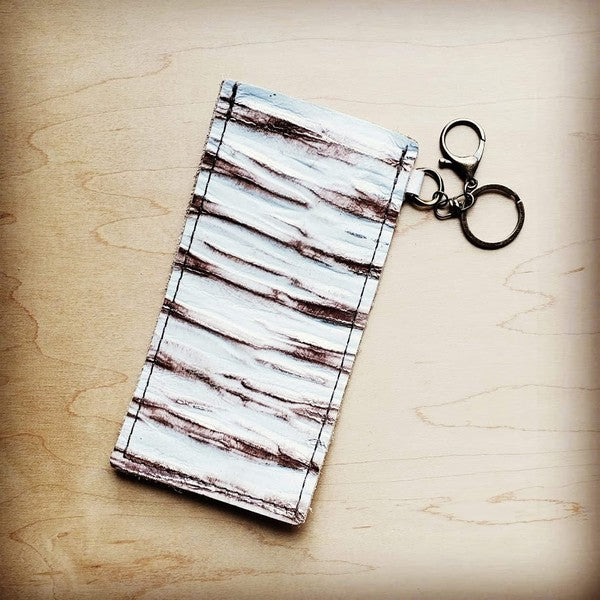 Embossed Leather Sunglass case white chateau