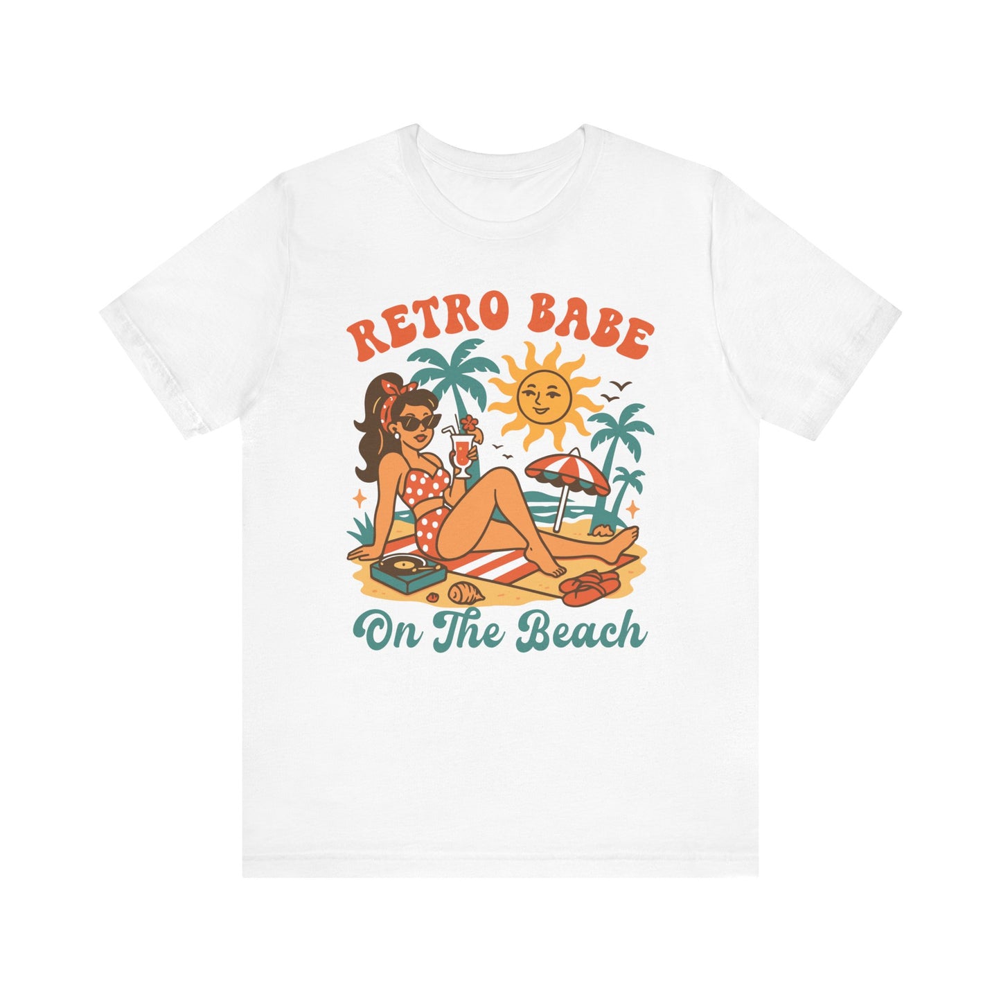 Retro Babe on the Beach–Unisex Jersey Short Sleeve Tee–EXPRESS DELIVERY*