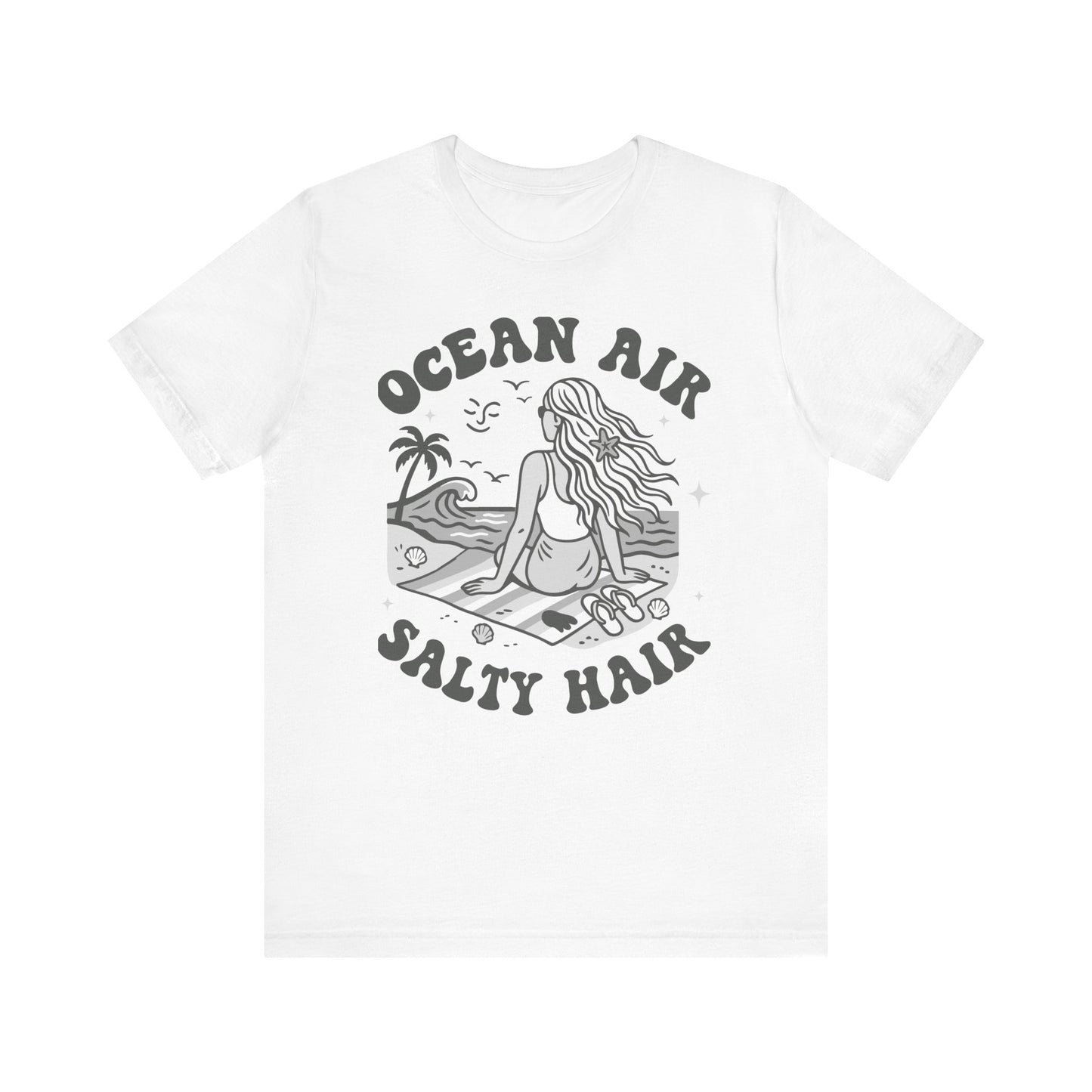 Ocean Air Salty Hair White–Unisex Jersey Short Sleeve Tee–EXPRESS DELIVERY*