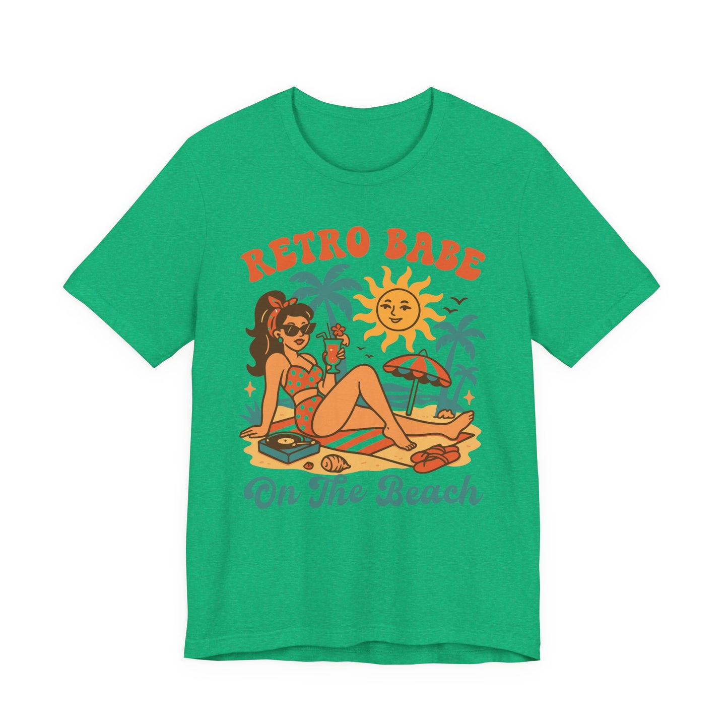 Retro Babe on the Beach–Unisex Jersey Short Sleeve Tee–EXPRESS DELIVERY*