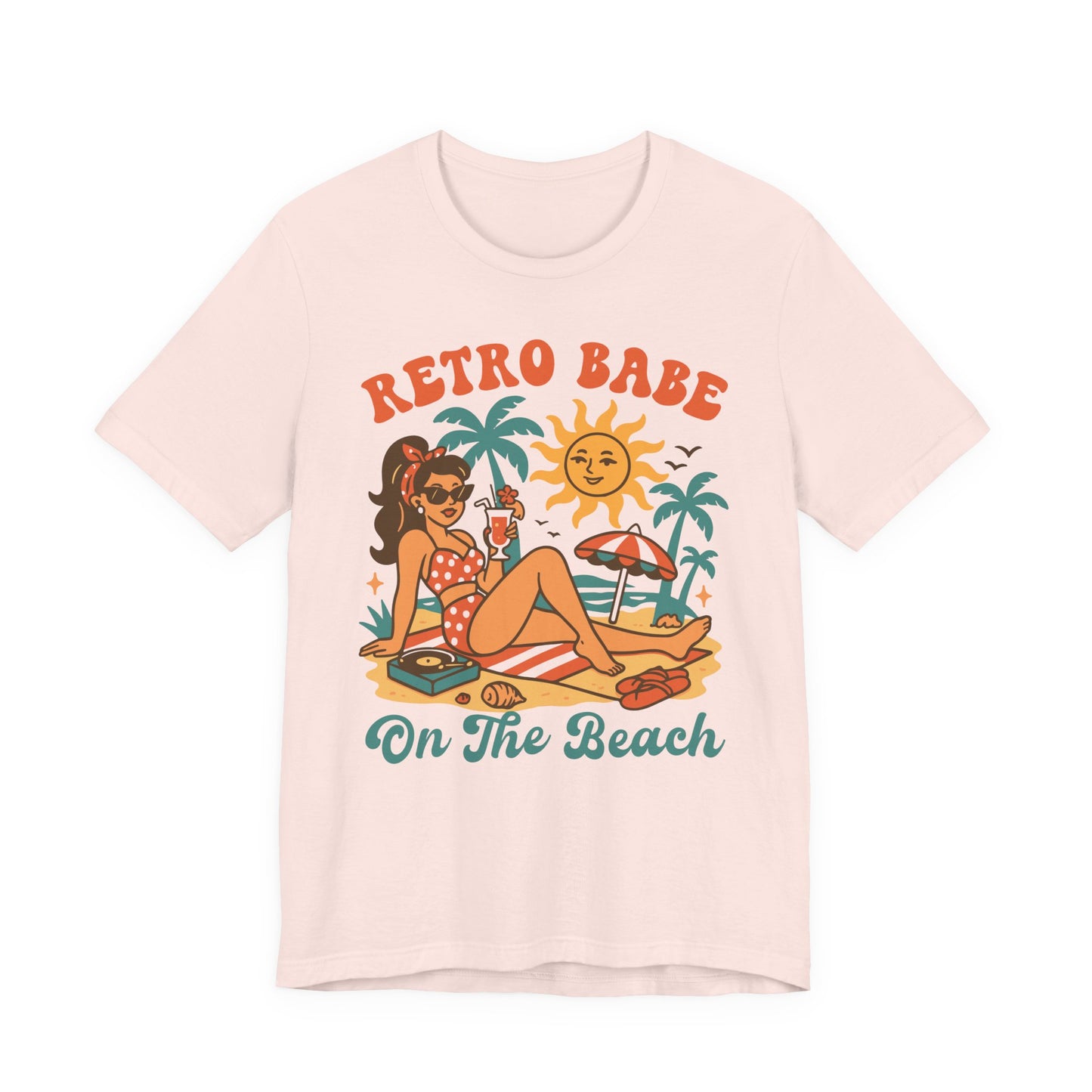 Retro Babe on the Beach–Unisex Jersey Short Sleeve Tee–EXPRESS DELIVERY*