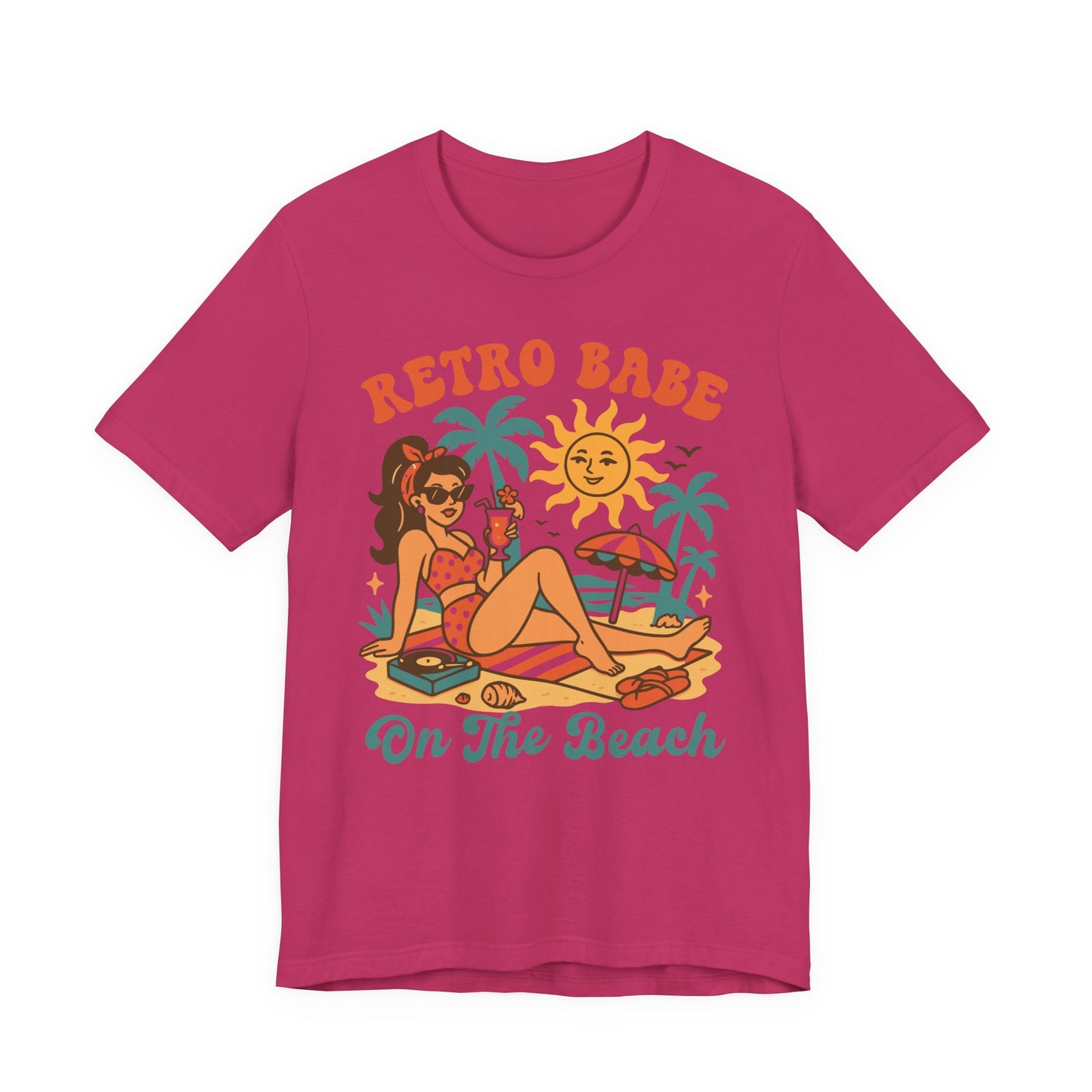 Retro Babe on the Beach–Unisex Jersey Short Sleeve Tee–EXPRESS DELIVERY*