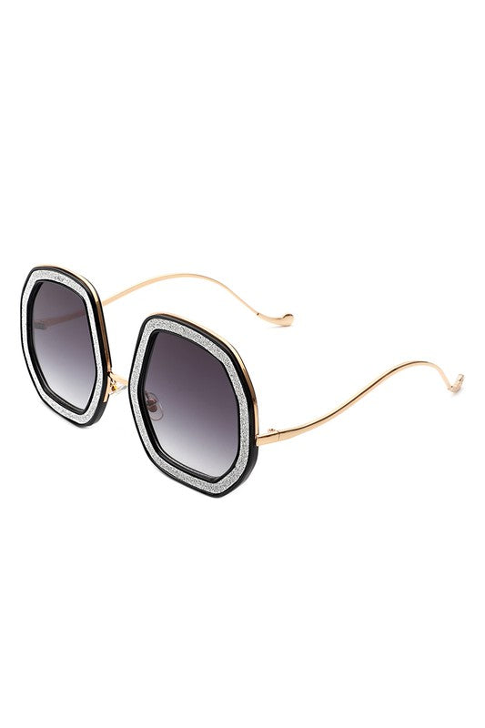 Women Round Geometric Glitter Fashion Sunglasses
