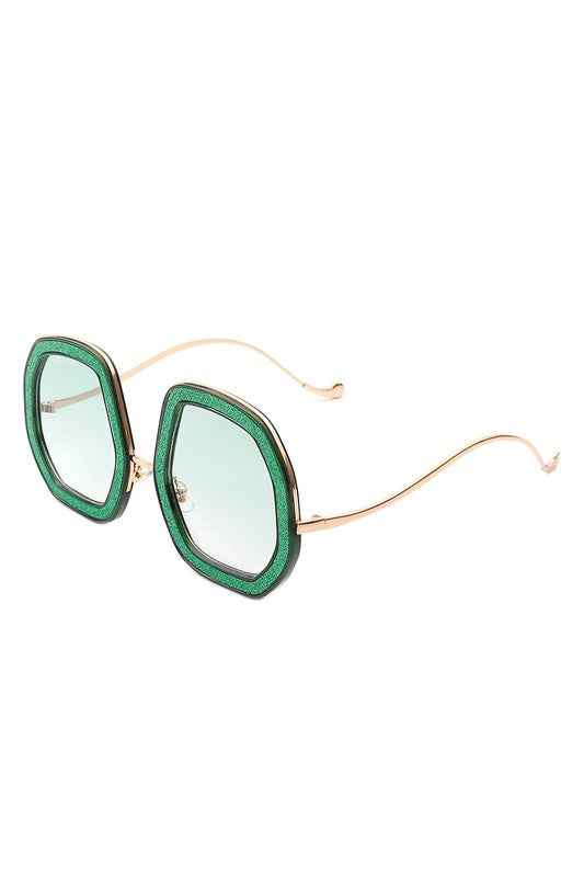 Women Round Geometric Glitter Fashion Sunglasses