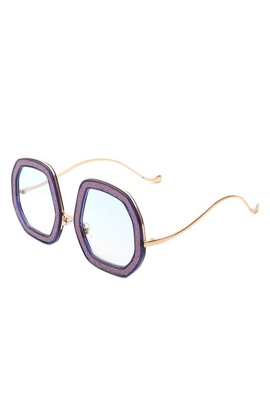 Women Round Geometric Glitter Fashion Sunglasses
