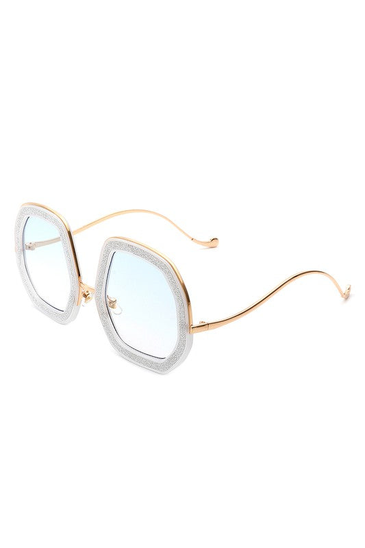Women Round Geometric Glitter Fashion Sunglasses