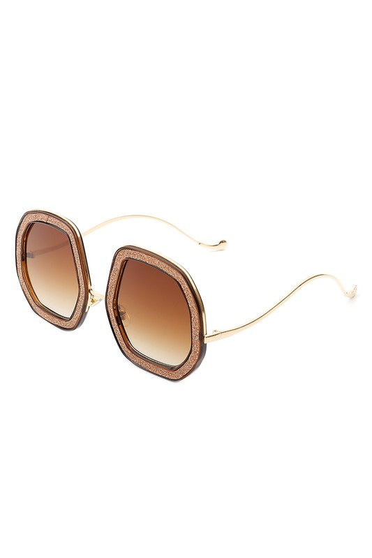 Women Round Geometric Glitter Fashion Sunglasses