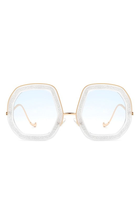 Women Round Geometric Glitter Fashion Sunglasses