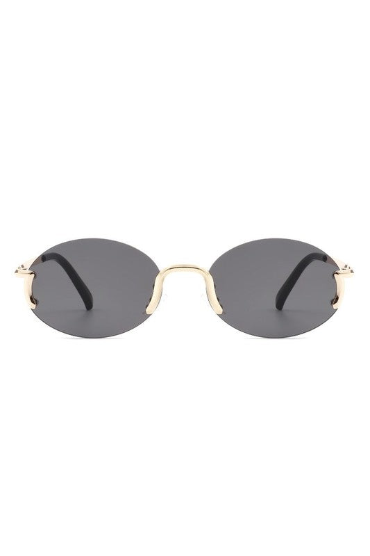 Retro Rimless Oval Fashion Round Sunglasses