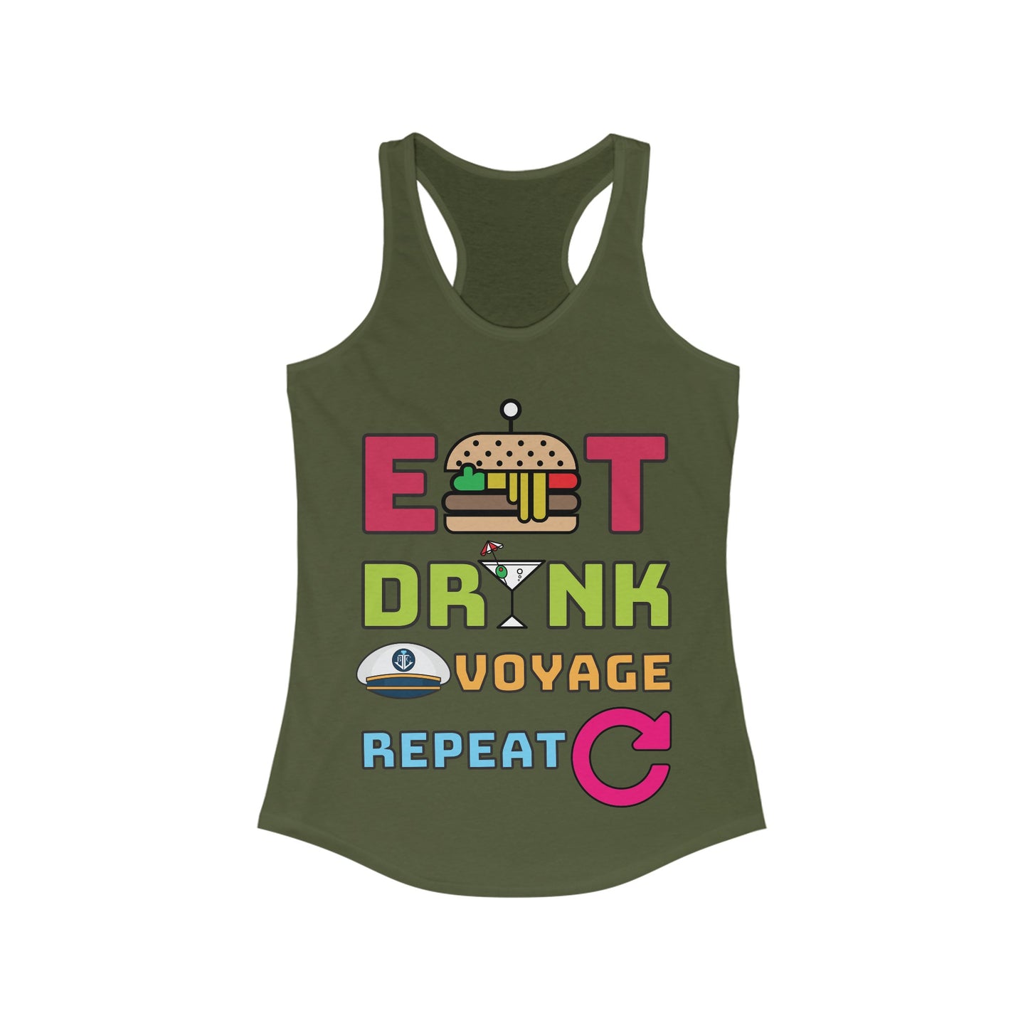Eat Drink Voyage Repeat AR-Women's Ideal Racerback Tank