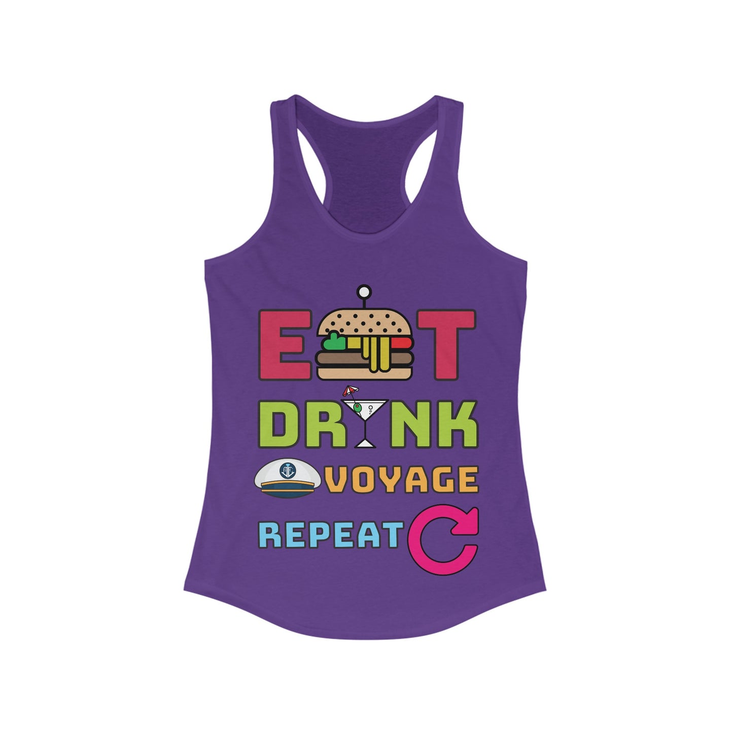 Eat Drink Voyage Repeat AR-Women's Ideal Racerback Tank