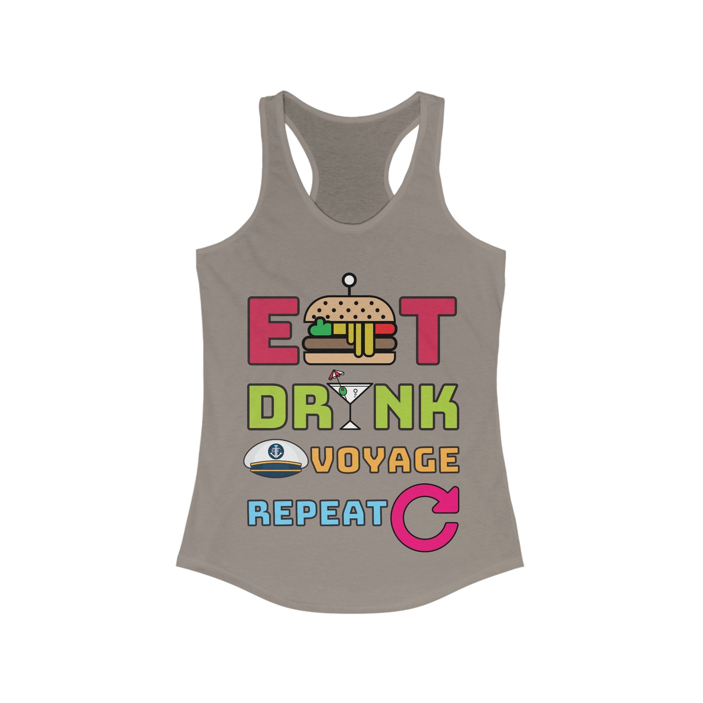 Eat Drink Voyage Repeat AR-Women's Ideal Racerback Tank