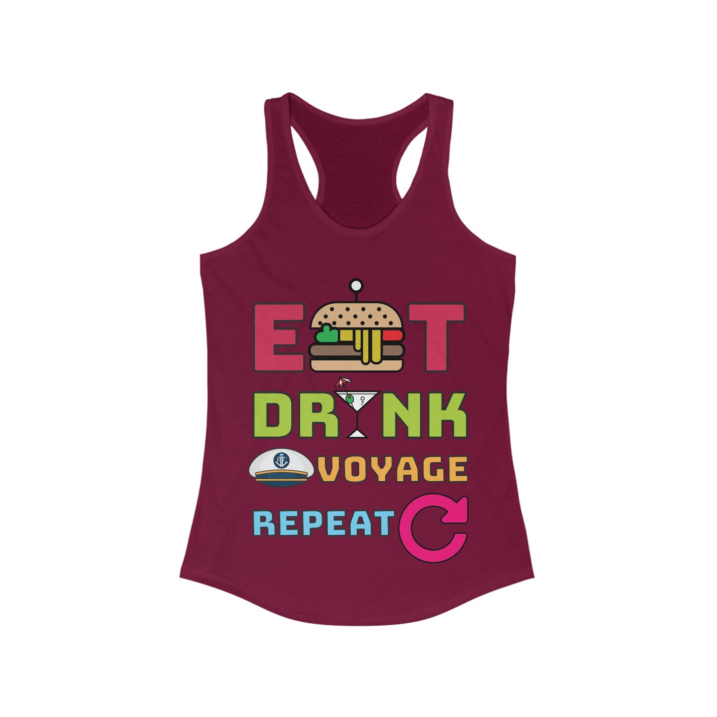 Eat Drink Voyage Repeat AR-Women's Ideal Racerback Tank
