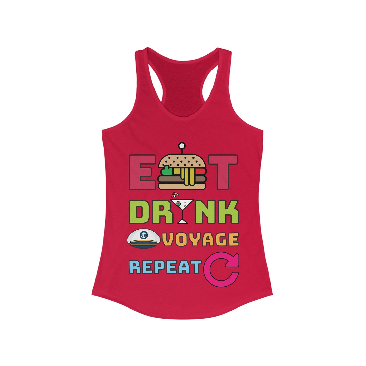 Eat Drink Voyage Repeat AR-Women's Ideal Racerback Tank