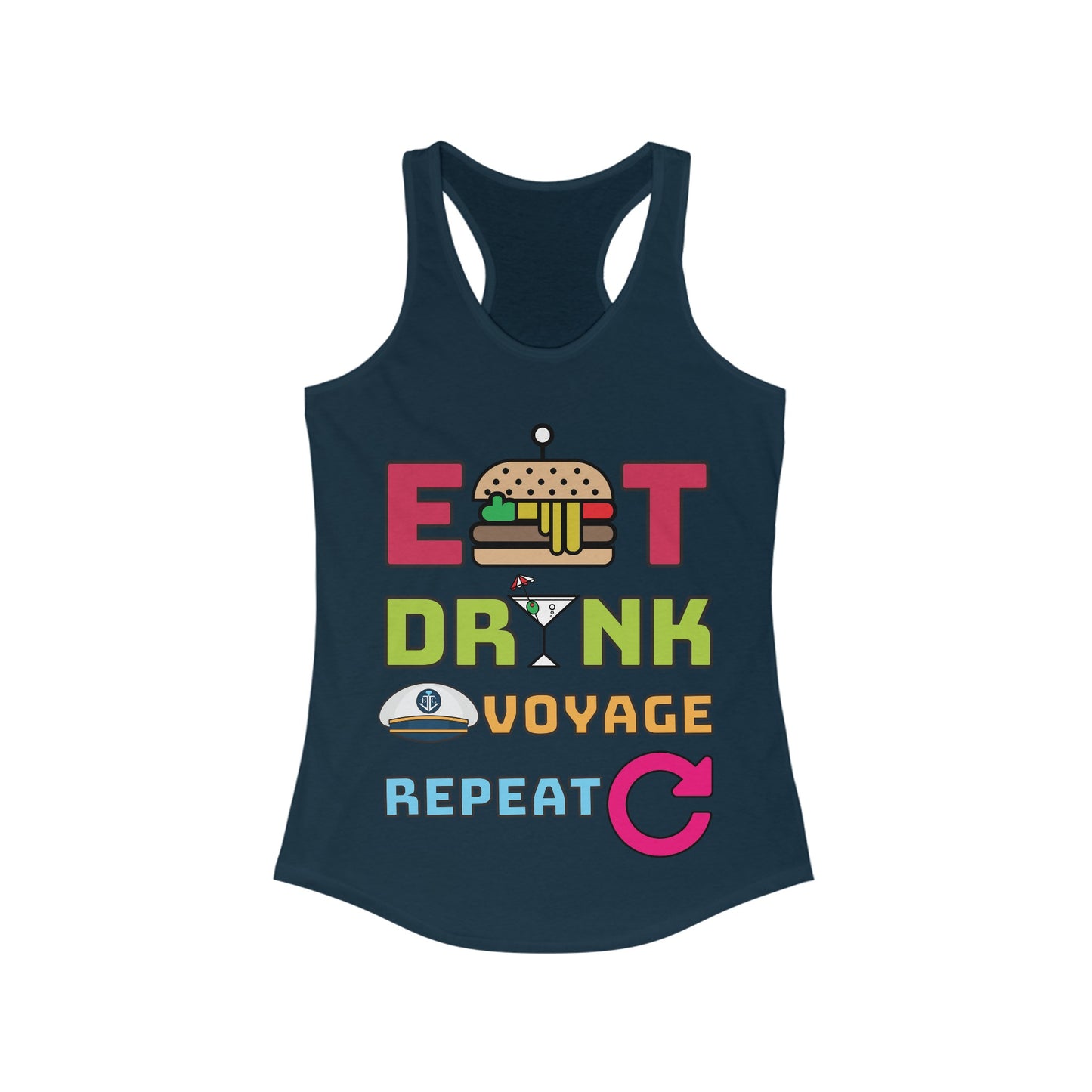 Eat Drink Voyage Repeat AR-Women's Ideal Racerback Tank