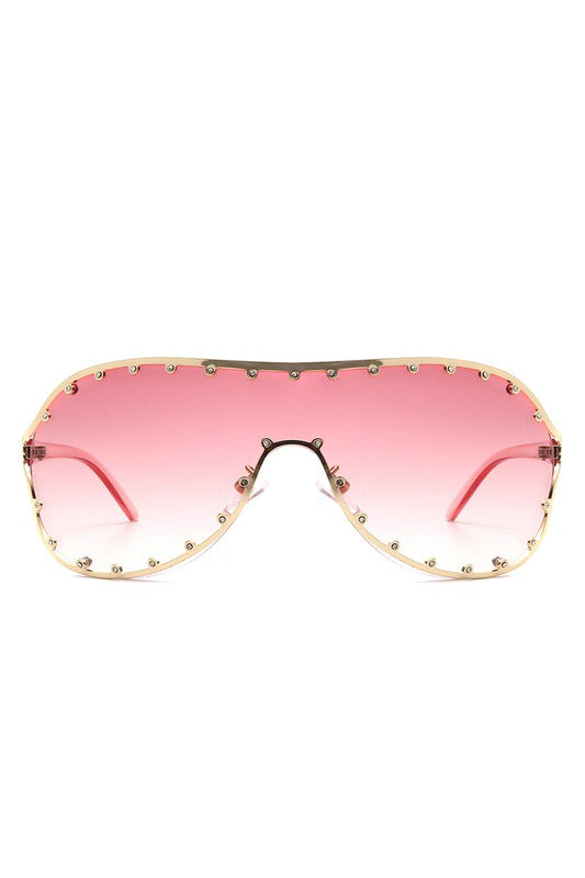 Oversize Rhinestone Fashion Aviator Sunglasses