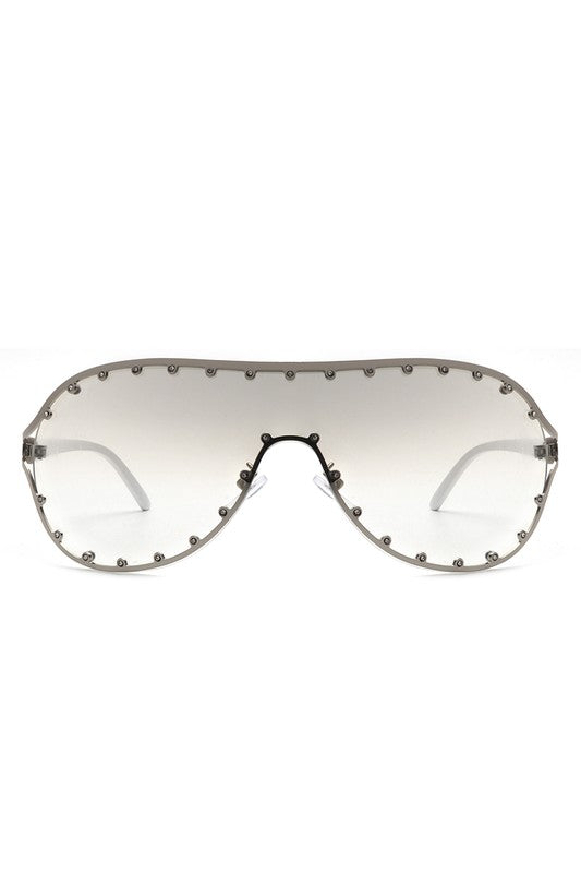 Oversize Rhinestone Fashion Aviator Sunglasses