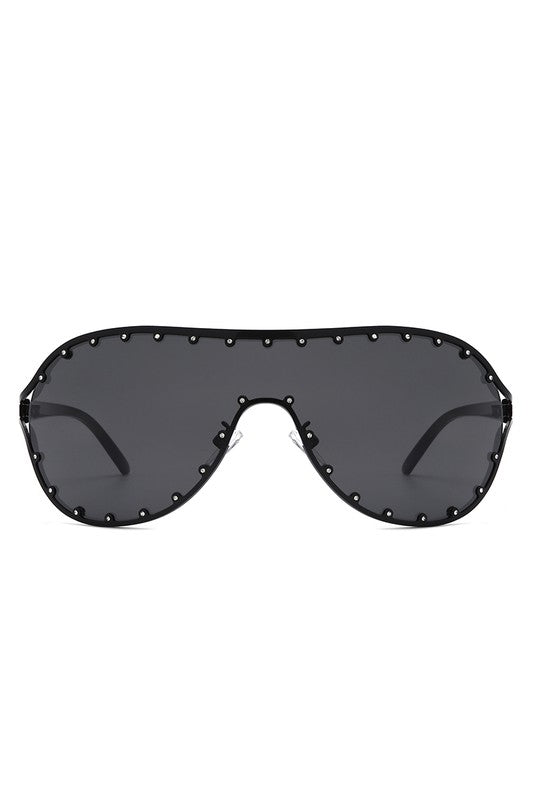 Oversize Rhinestone Fashion Aviator Sunglasses