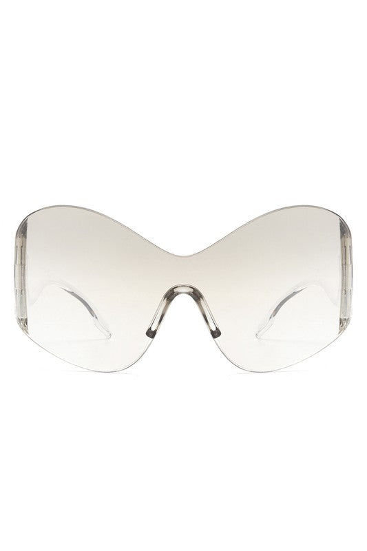 Fashion Rimless Oversized Wraparound Sunglasses