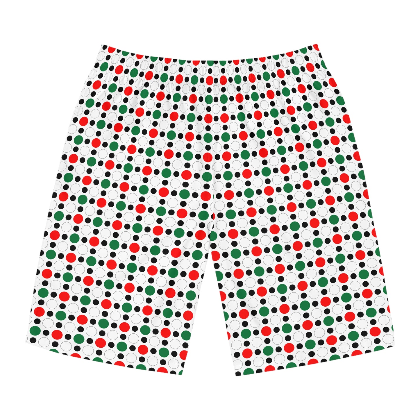 Green White Red Circle Pattern –Men's Board Shorts (AOP)