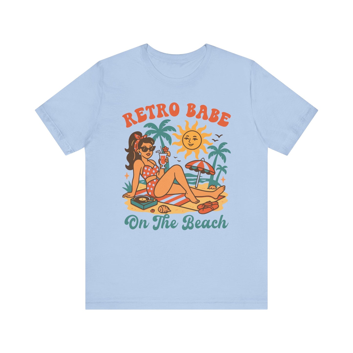 Retro Babe on the Beach–Unisex Jersey Short Sleeve Tee–EXPRESS DELIVERY*