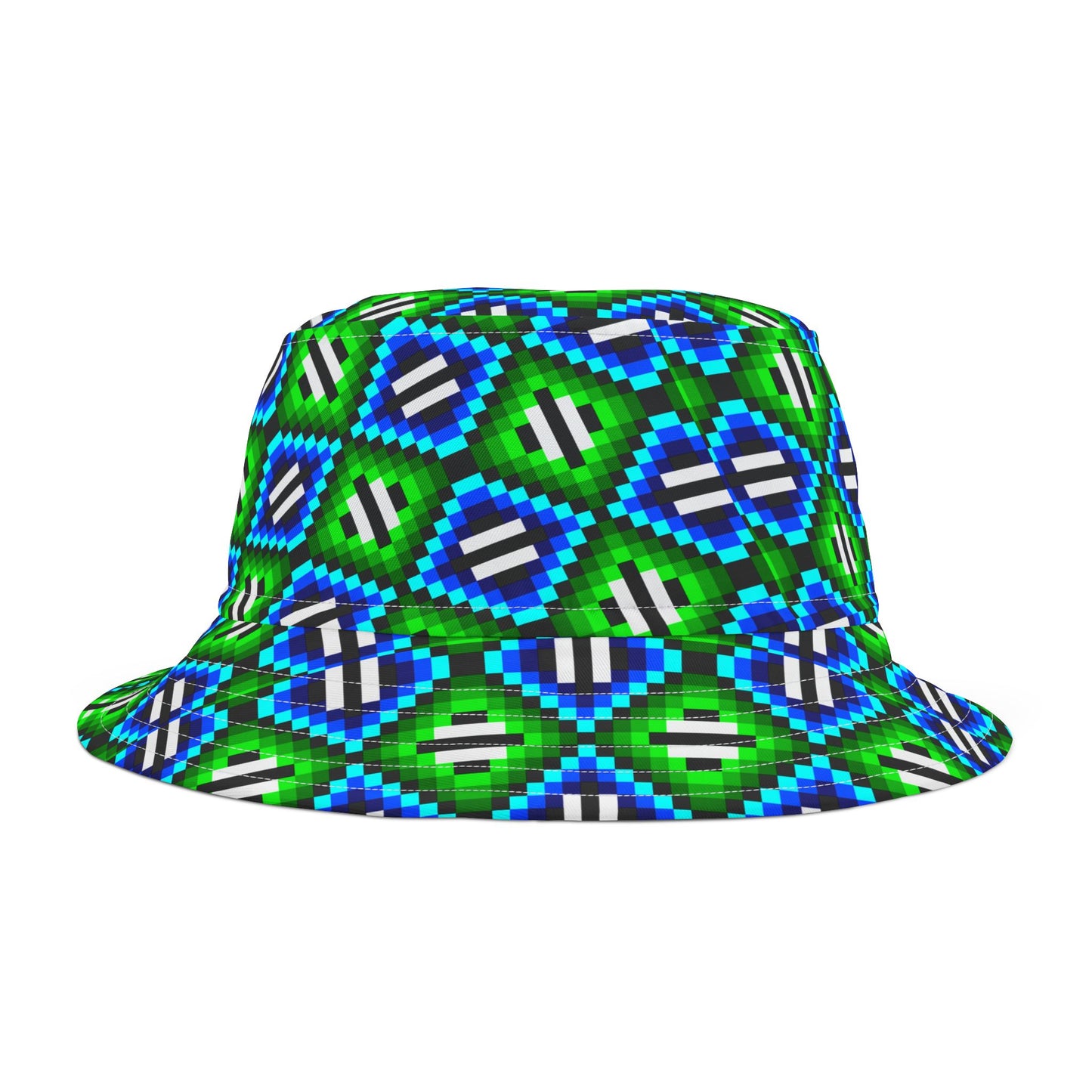 Green & Blue Triangles–Bucket Hat (AOP)