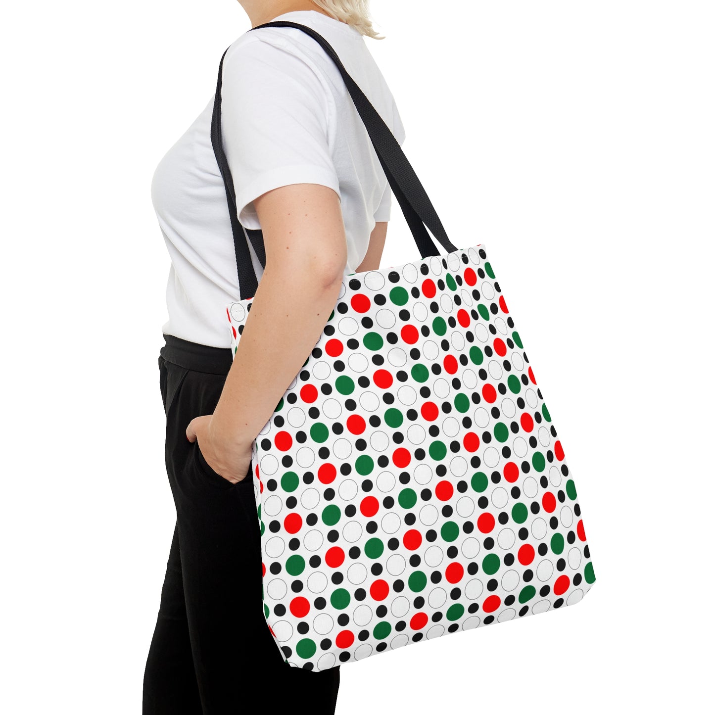 Green White Red Circle Pattern–Tote Bag (AOP)