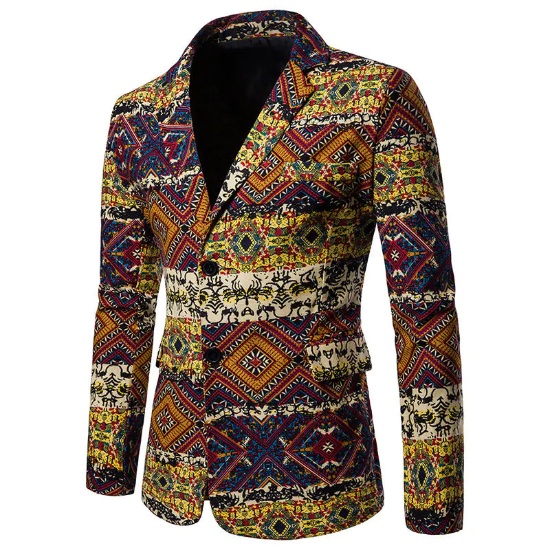 Men's African Print Suit for Nightclub Wear
