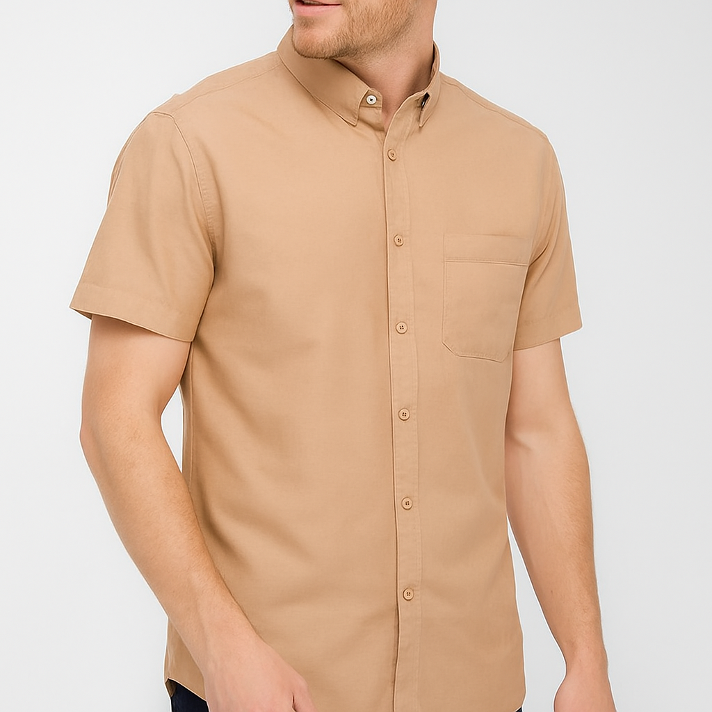 MENS PASTEL COLOR SHORT SLEEVE BUTTON DOWN