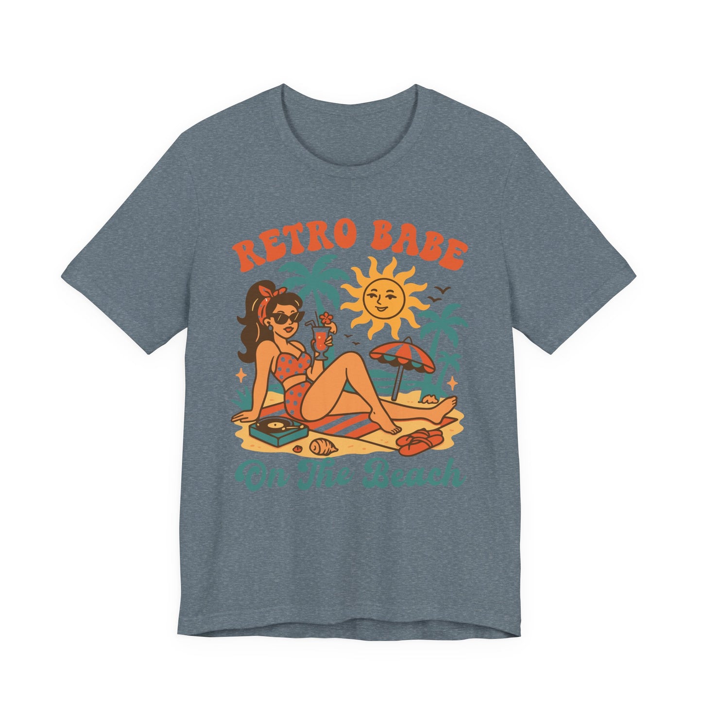 Retro Babe on the Beach–Unisex Jersey Short Sleeve Tee–EXPRESS DELIVERY*