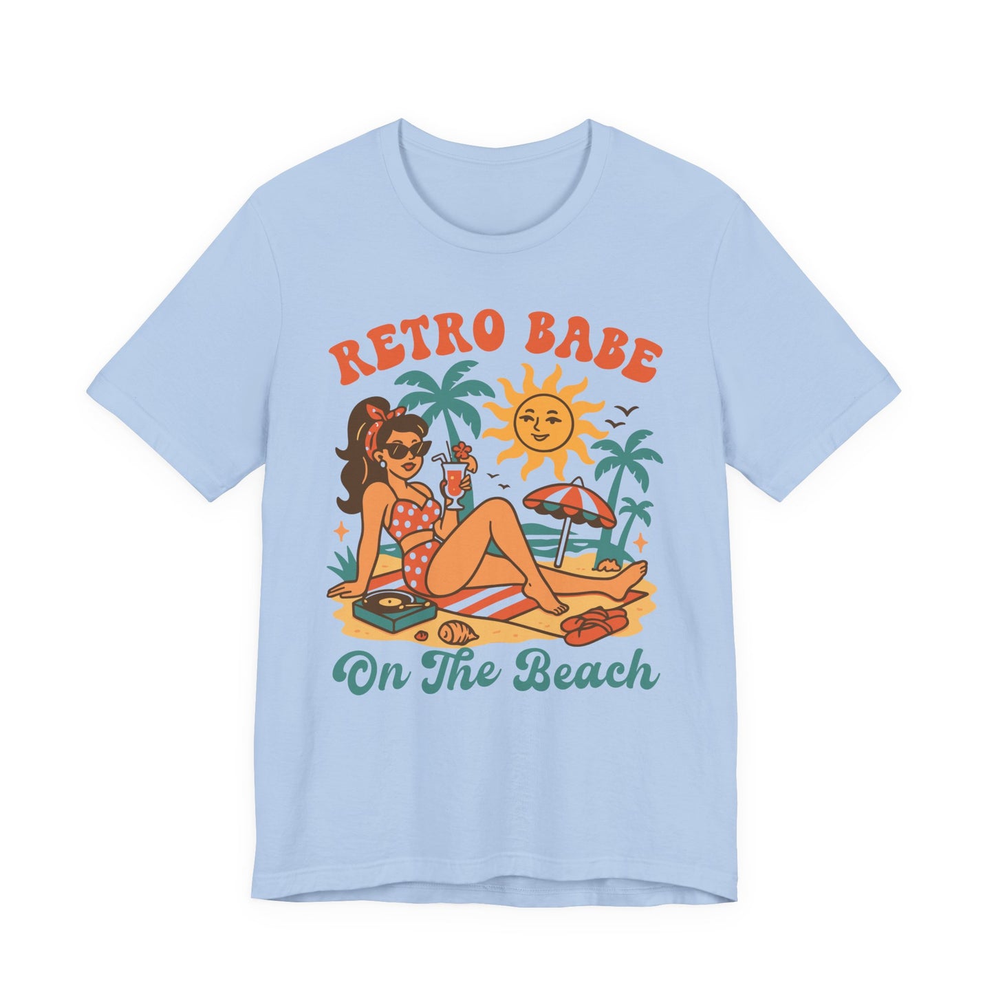 Retro Babe on the Beach–Unisex Jersey Short Sleeve Tee–EXPRESS DELIVERY*