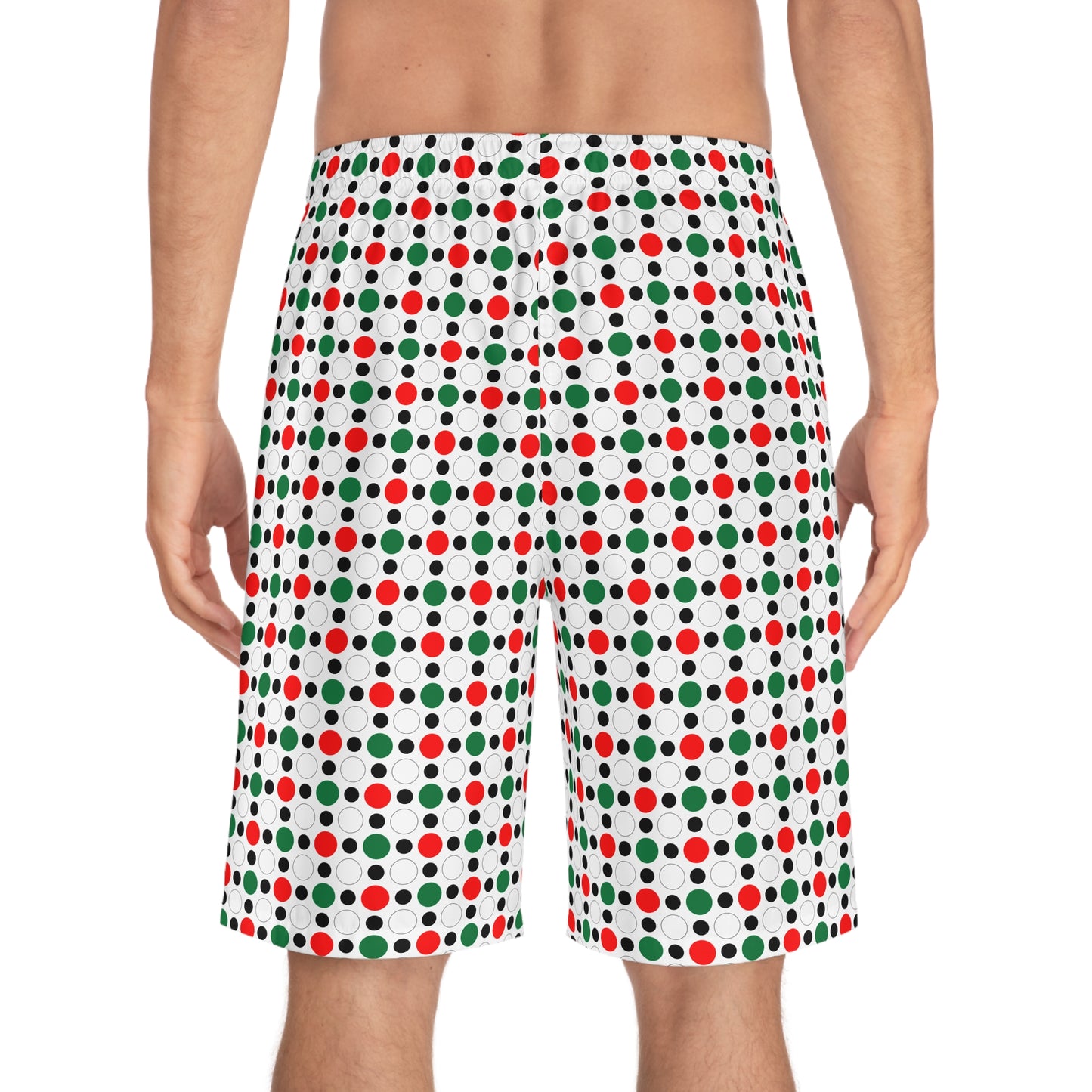 Green White Red Circle Pattern –Men's Board Shorts (AOP)