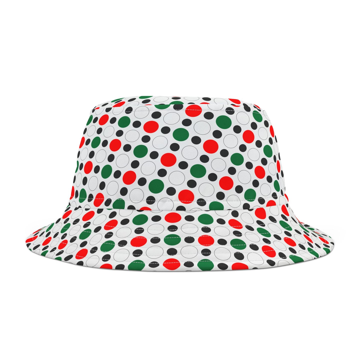 Green White Red Circle Pattern–Bucket Hat (AOP)