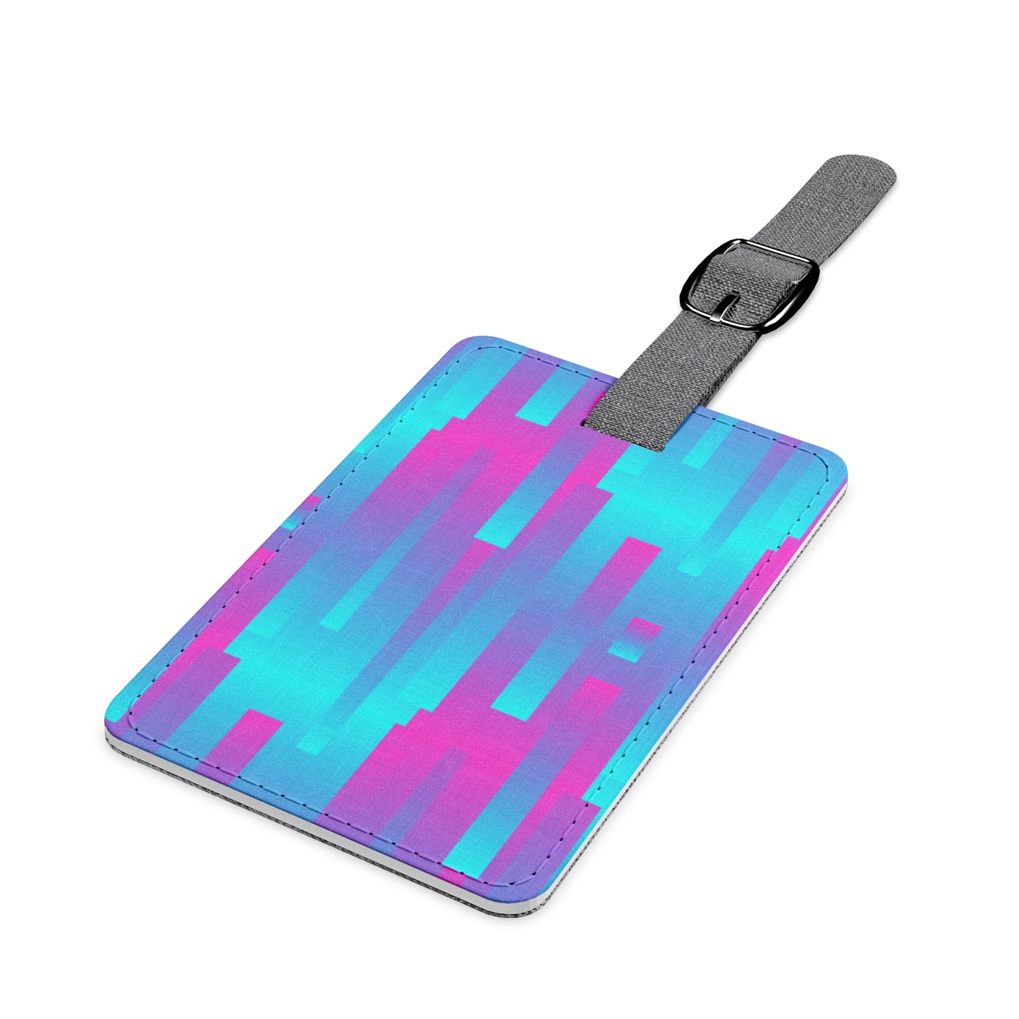 Pink & Blue Lines–Saffiano Polyester Luggage Tag, Rectangle