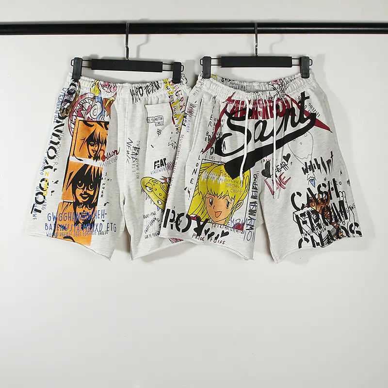 Hand-Painted Graffiti Street Loose Men's Shorts
