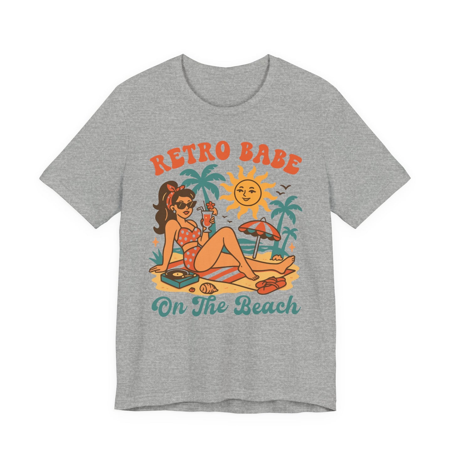 Retro Babe on the Beach–Unisex Jersey Short Sleeve Tee–EXPRESS DELIVERY*