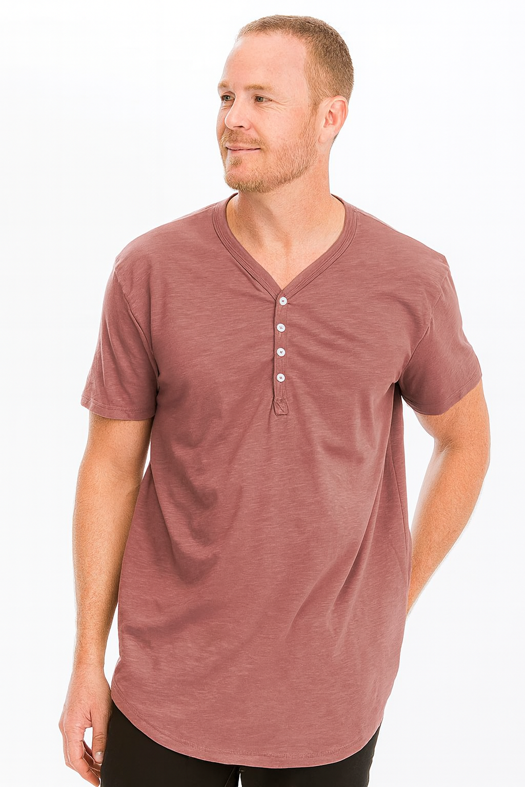 SHORT SLEEVE 4 BUTTON HENLEY SHIRT