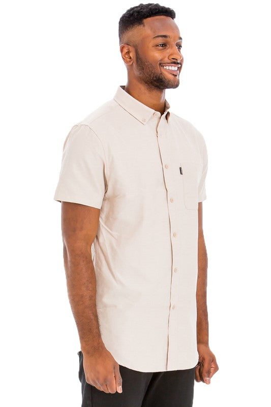 Weiv Men's Casual Short Sleeve Solid Shirts