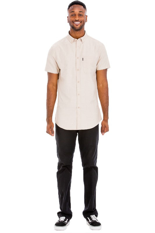 Weiv Men's Casual Short Sleeve Solid Shirts